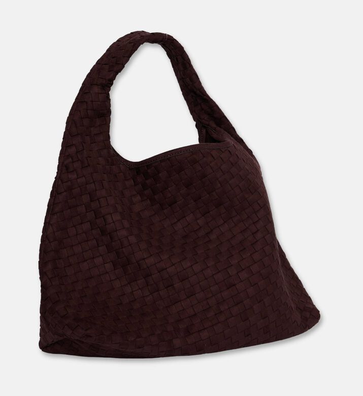 JW PEI Laura Faux Suede Woven Shoulder Bag, Dark-brown, Packshot View