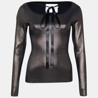 Lux Neck Tie Metallic Blouse