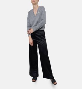 Ba and Sh Begona Embroidered Logo Long-sleeve Cardigan, Light-grey, M, Model View