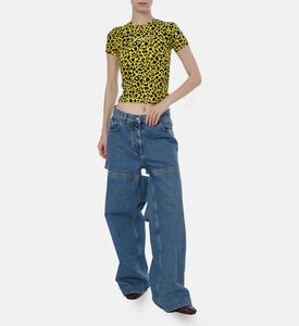 تيشيرت مزين بحجر الراين بنقشة جلد الفهد