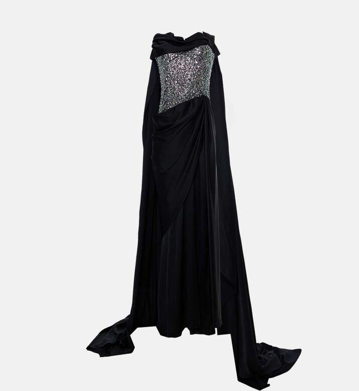 AAVVA Sequined Bodice Gown, Black, M, Packshot View