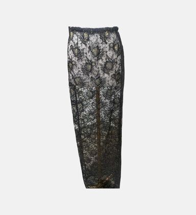Black Floral Lace Sheer Maxi Skirt
