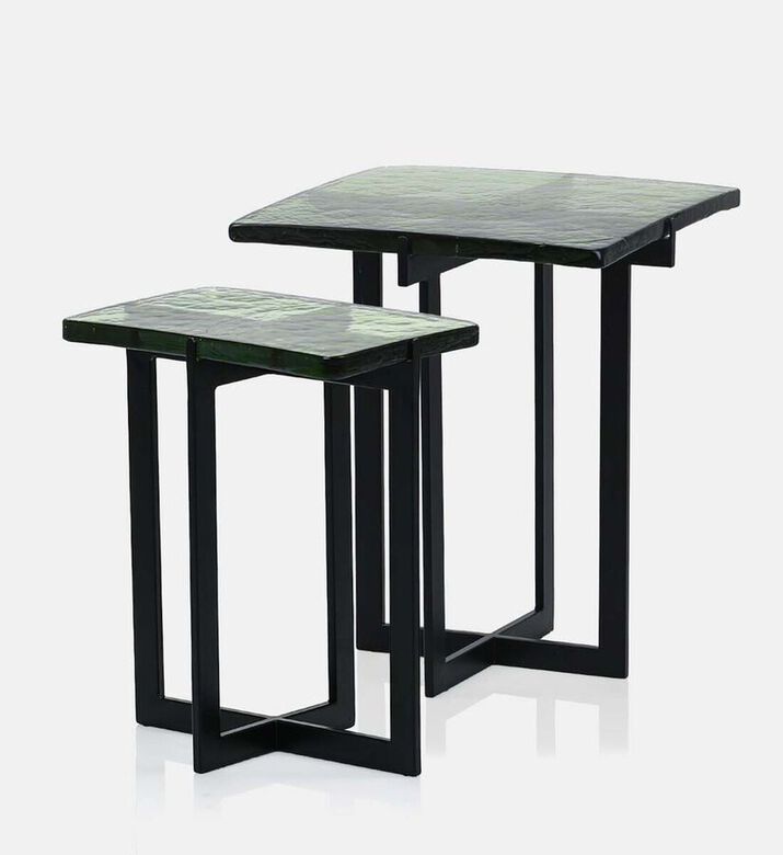 Home Deco and More Delta Glass Side Table 2-piece Set, Packshot View Home Deco and More Delta Glass Side Table 2-piece Set, Packshot View