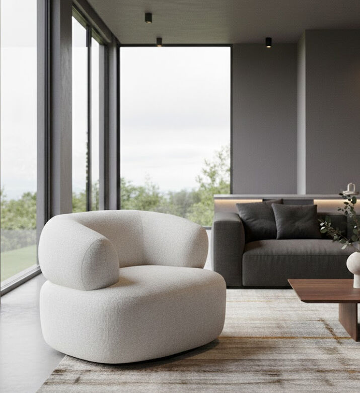 Home Deco and More Apollo Swivel Base Arm Chair, Beige, Packshot View