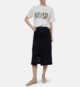 Farm Rio Richelieu Denim Midi Skirt, Model View