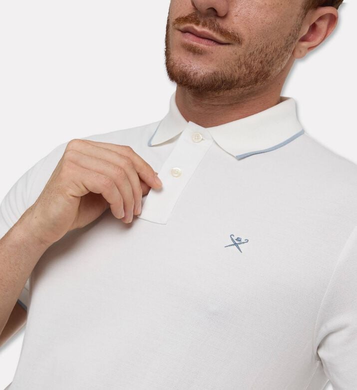Hackett London Cotton Pique Logo-embroidery Polo, White, L, Model View