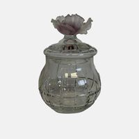 Glass Sculpted Floral Lid Jar