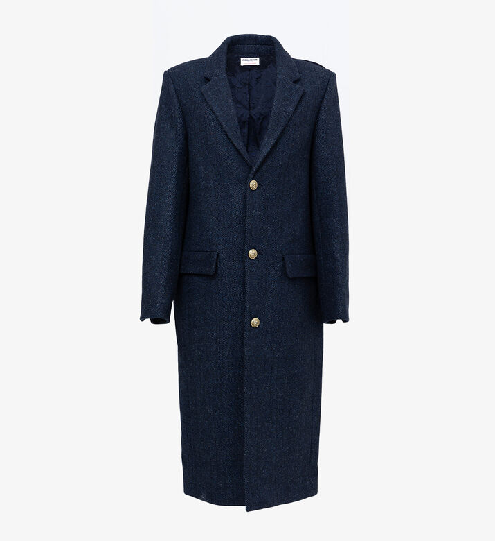 Wool Blend Flap Pockets Coat