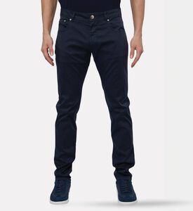 Corneliani Luxury Silk-blend Trousers, Navy, 34, Model View