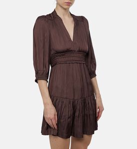 Ba and Sh Puff Sleeve V-neck Flared Dress, Model View