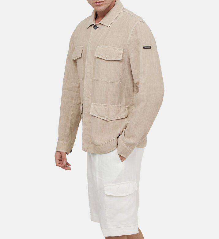 جاكيت كتان متعدد الجيوب