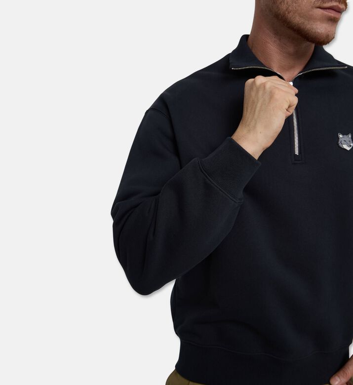 Maison Kitsune Dual Fox-embroidery Half-zip Sweatshirt, Model View
