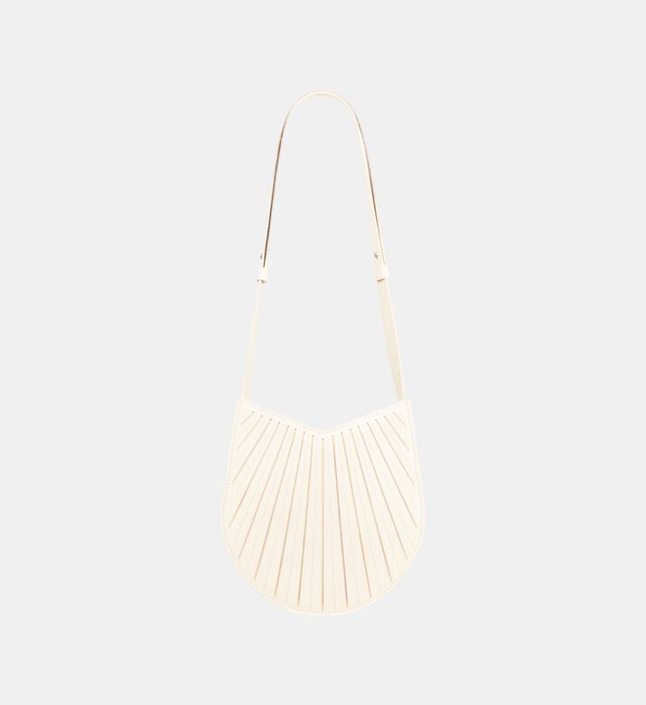 Camille Fournet Balancier Calf Leather Pleated Handbag, Cream, Packshot View