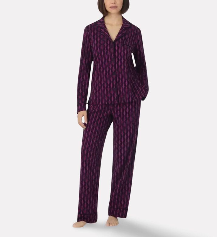 DKNY Striped Long-sleeve Pajama Set, Model View