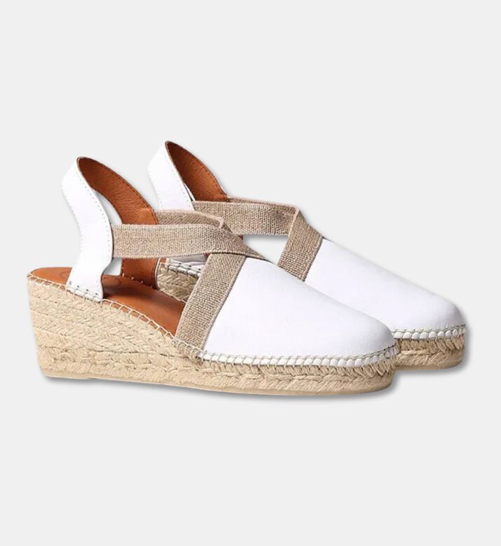 Toni Pons Tossa Metallic Leather Mid-wedge Closed-toe Espadrille, White, Eu-41, Packshot View