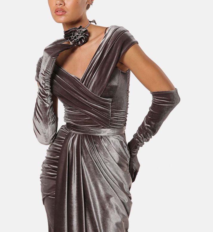 Zeena Zaki Dress, Grey, S, Model View