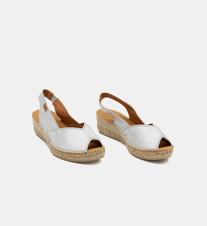 Toni Pons Bernia Metallic Leather Mid-wedge Peep-toe Espadrille, Silver, Eu-36, Packshot View