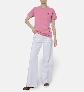 Isabel Marant Aby Tonal Logo Embroidery T-shirt, Pink, Xs, Model View