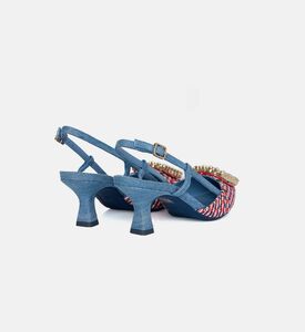 Denim Pointed-toe Slingback Pumps Denim Pointed-toe Slingback Pumps