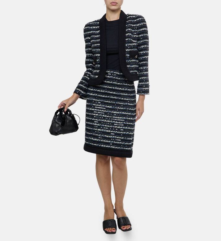 Edward Achour Paris Sequin-embellished Flared Skirt, Model View Edward Achour Paris Sequin-embellished Flared Skirt, Model View