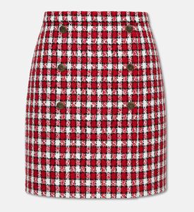 Luisa Spagnoli Check Tweed Buttoned Mini Skirt, Packshot View
