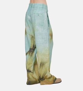 بنطال كتان بطبعة طبيعة