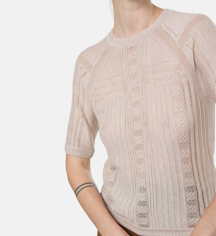 Ba and Sh Knit Button-down Cardigan, Light-beige, L, Model View