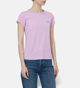 Maison Labiche Amour-embroidery Cuffed-sleeve T-shirt, Purple, Xl, Model View