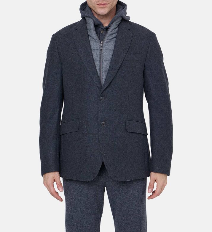 Detachable Bib Wool Flannel Blazer
