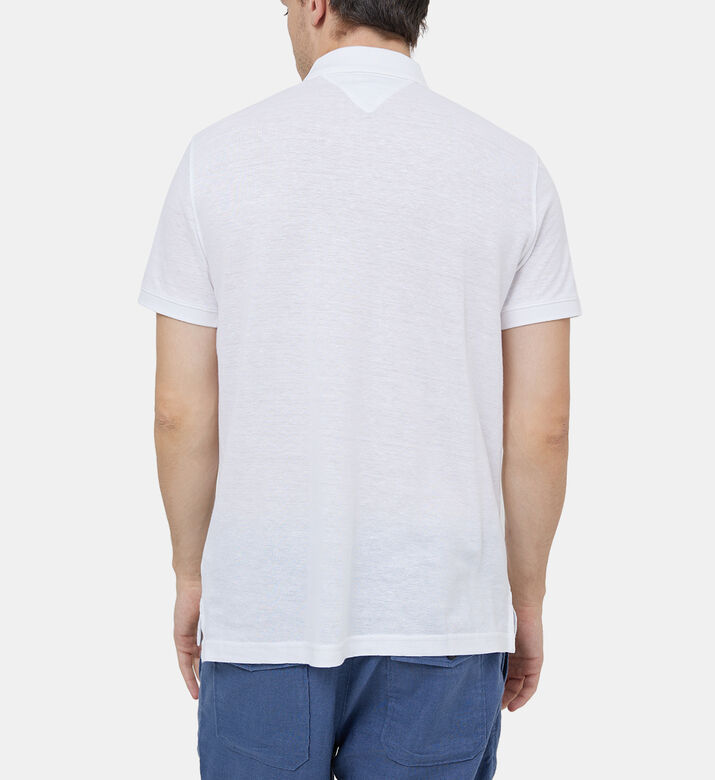 قميص بولو من القطن والكتان بقصة ضيقة