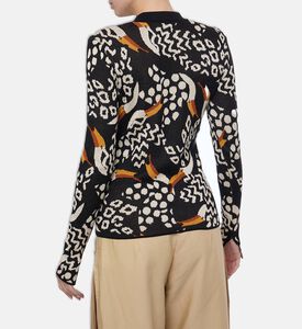 Farm Rio Toucan-embroidery Long-sleeve Polo Shirt, Model View