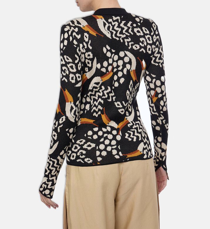 Farm Rio Toucan-embroidery Long-sleeve Polo Shirt, Model View