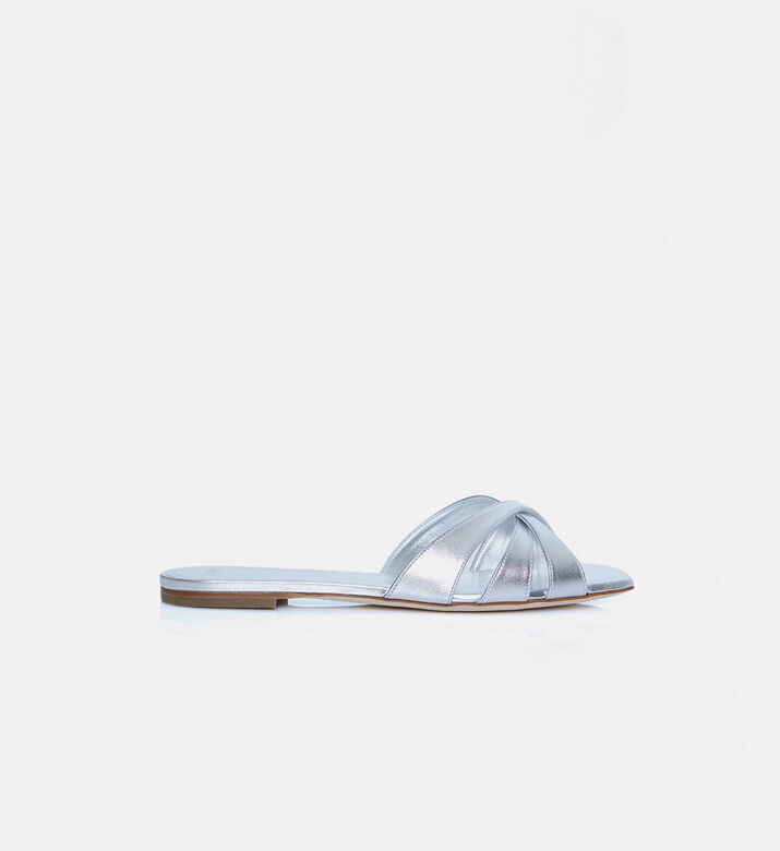 3 Juin Nerea Leather Flat Heel Sandal, Silver, Eu-41, Packshot View