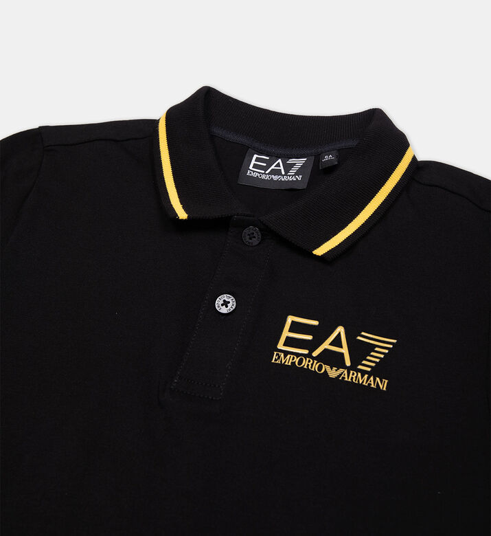 Ea7 Logo Print Cotton Polo Shirt