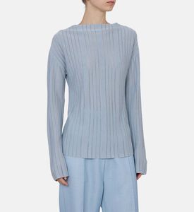 بلوزة طويلة الأكمام محبوكة بياقة دائرية