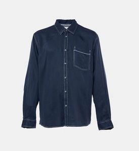 قميص بأكمام طويلة بجيب صدر دنيم