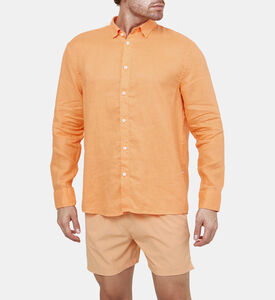 Men Olive Relaxed-fit Linen Shirt Men Olive Relaxed-fit Linen Shirt