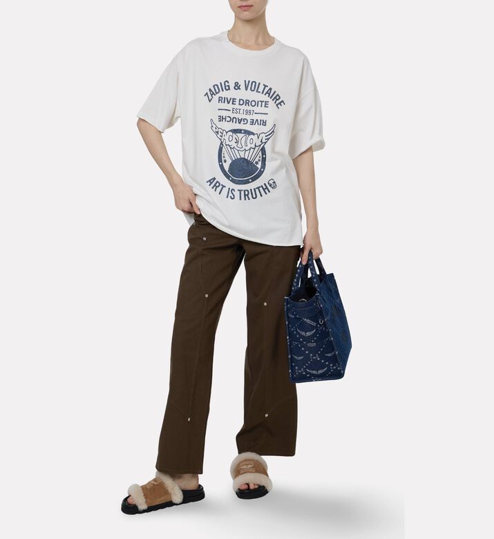 Zadig et Voltaire Berry Oversized Artistic Logo T-shirt, Model View