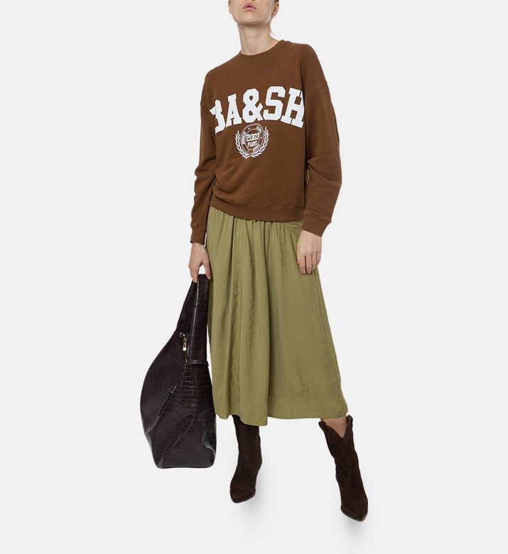 Ba and Sh High-waisted A-line Maxi Skirt, Model View