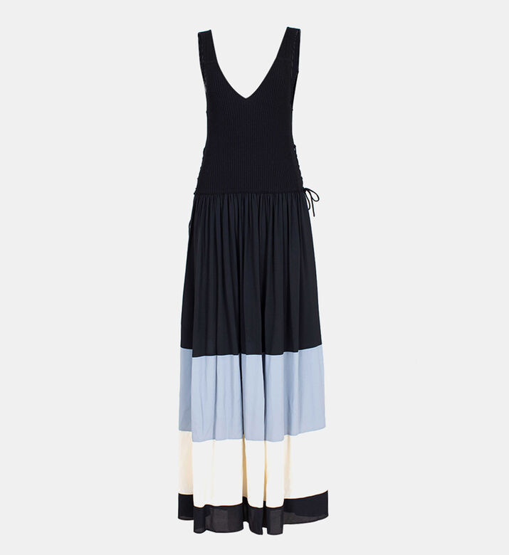 Blended Silk Patchwork Long Dress