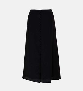 Button-front Closure A-line Midi Skirt