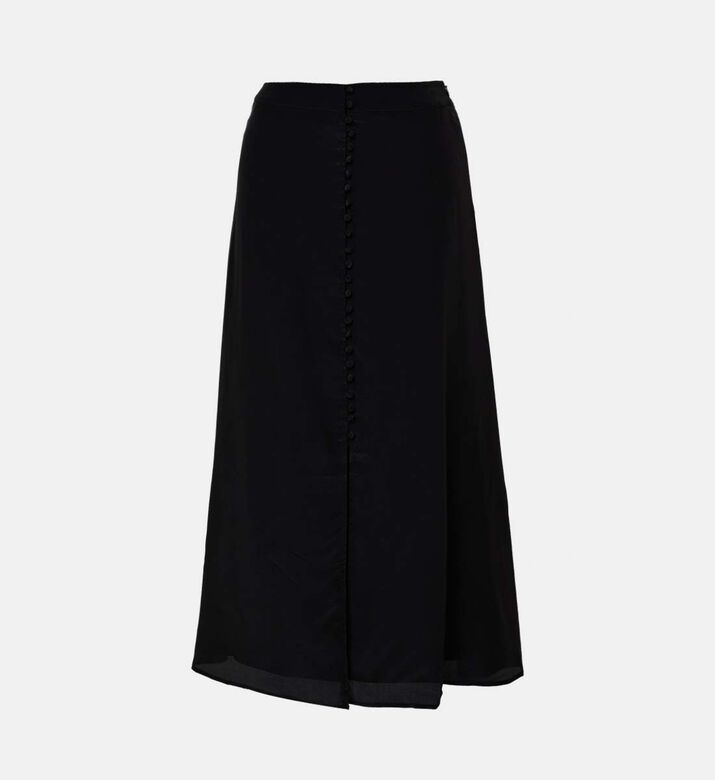 Button-front Closure A-line Midi Skirt