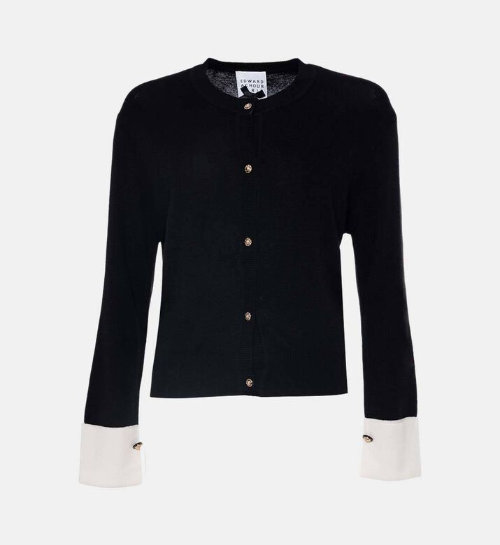 Edward Achour Paris Contrasting Cuffs Gold-toned Buttons Cardigan, Packshot View