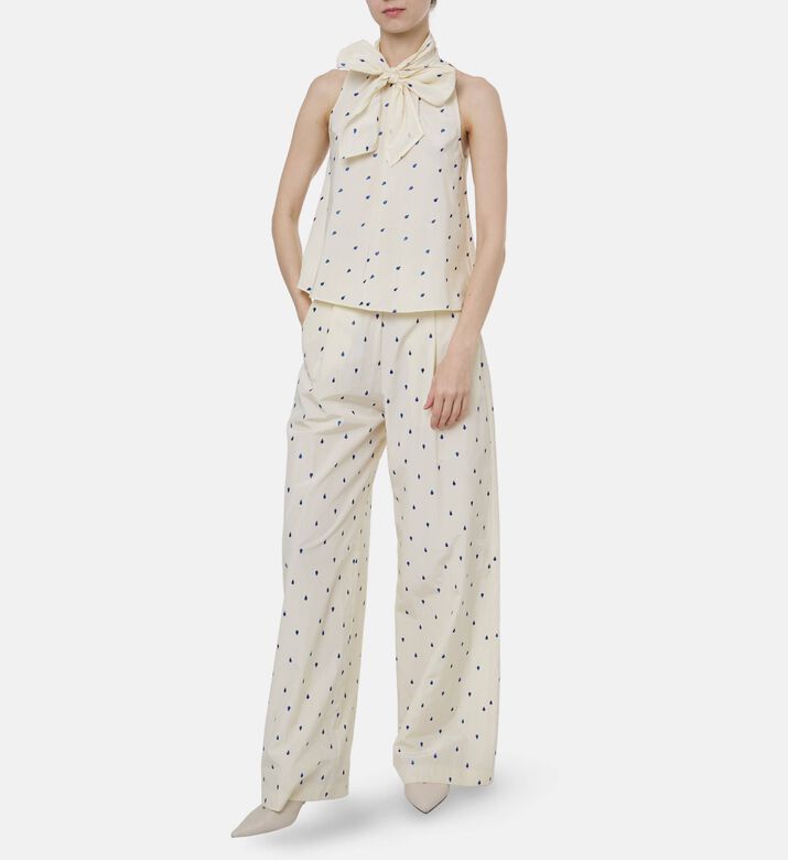 Forte-Forte Polka-dot Ruffle Detail Top, Model View