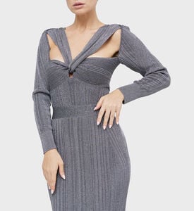 Variegated Rib Draped Metallic Gown Variegated Rib Draped Metallic Gown