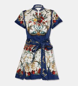 Alice and Olivia Floral-print Short-sleeve Flared Dress, Packshot View