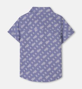 قميص بطبعة شعار بإغلاق بأزرار