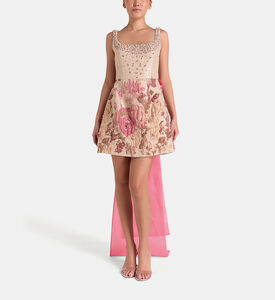 Brocade Crystal Embellished Mini Bow Dress