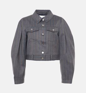 Ganni Pinstripe Cropped Jacket, Packshot View