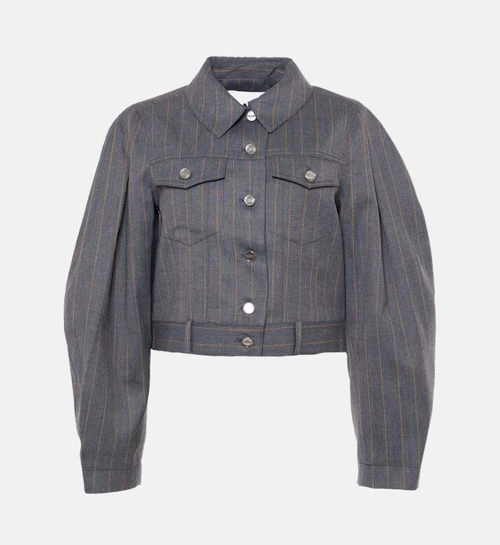 Ganni Pinstripe Cropped Jacket, Packshot View
